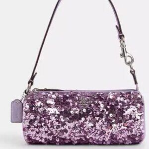 COACH Sequin Nolita Barrel Bag in Silver/Lilac